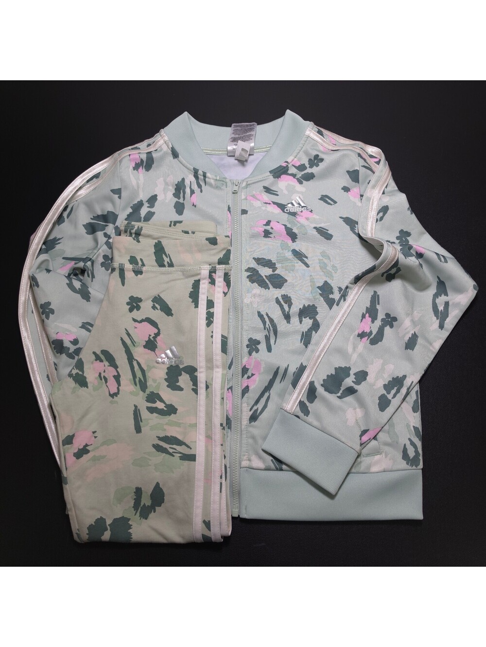 Adidas Kid's Floral Print Track Jacket and Pants Set Size